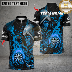Maxcorners Darts Ninja Blue Flame Multicolor Customized Name, Team Name 3D Shirts