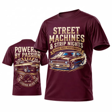Maxcorners Personalized Car Classic Muscle Car 3D T-Shirt – Burgundy Street Machines Classic Muscle Car
