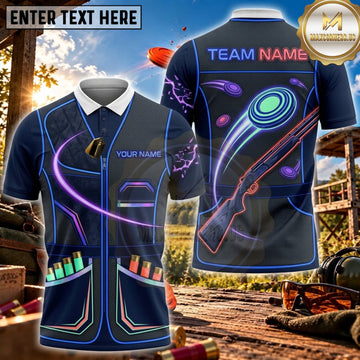 Maxcorners Clay Shooting Purple Neon Shotgun Target Vest Personalized Name 3D Unisex Shirt