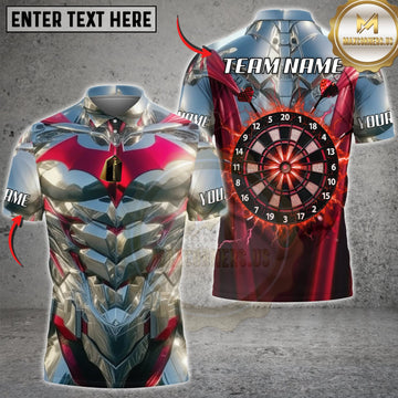 Maxcorners Darts Silver Red Mechanical Armor Classic Dartboard Personalized Name 3D Unisex Shirt