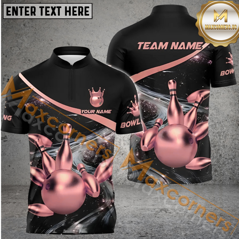 Maxcorners Premium Bowling Jersey Multicolor Option Customized Name, Team Name 3D Polo Shirt