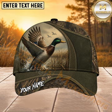 Maxcorners Mallard Duck Hunting Takeoff Wetland Personalized 3D Cap