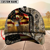 Maxcorners Unique USA Flag Deer Hunting Cap Multicolor Personalized Name 3D Cap