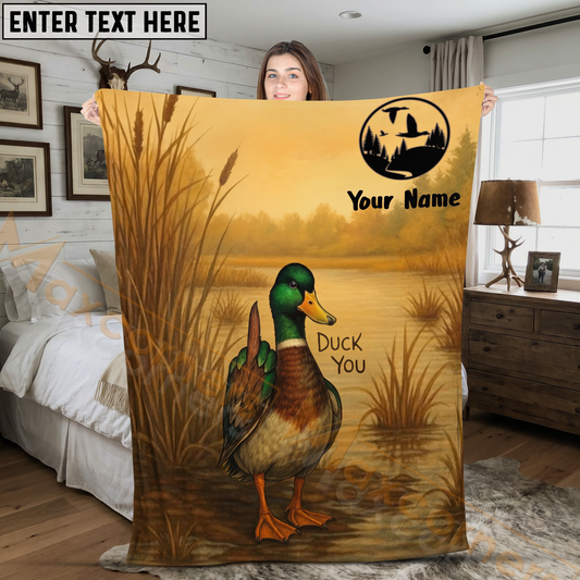 Maxcorners Duck You Funny Mallard Duck Marsh Personalized 3D Blanket