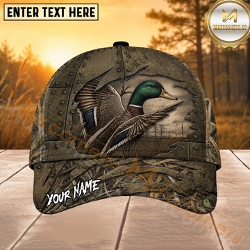Maxcorners Mallard Duck Hunting Metal Rip Marsh Personalized 3D Cap