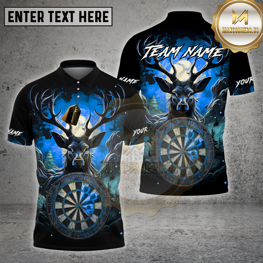Maxcorners Dart Shirt Majestic Deer Forest Dartboard Art Multioptions Personalized Name, Team Name 3D Shirt (4 Colors)