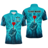 Maxcorners Men’s Custom Darts Shirt - Turquoise Lightning Fist With Maroon Dart Arrow LM2404