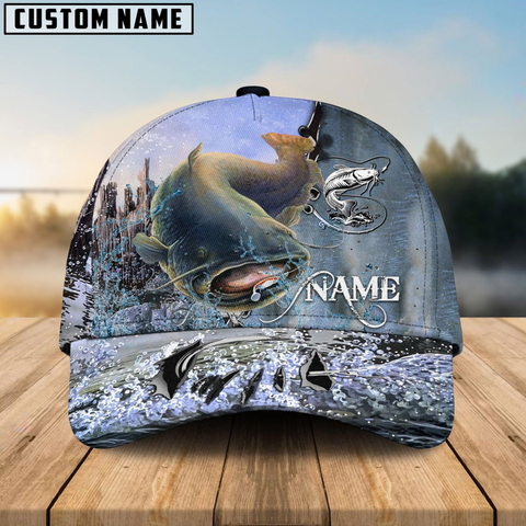 Maxcorners Catfish Fishing Clear Water Skin Customized Name 3D Cap