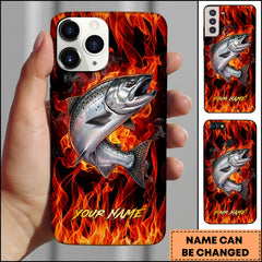 Maxcorner Chinook Fishing Fire Flame Background Personalized Name 3D Phone Case