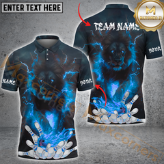 Maxcorners Fiery Lion Bowling Jersey Multicolor Option Personalized Name, Team Name 3D Polo Shirt