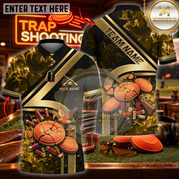 Maxcorners Trap Shooting Shotgun & Clay Target Range Graphic Multicolor Customized Name, Team Name 3D Shirts