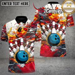 Maxcorners  Bowling Blast Multicolor Customized Name, Team Name 3D Shirts