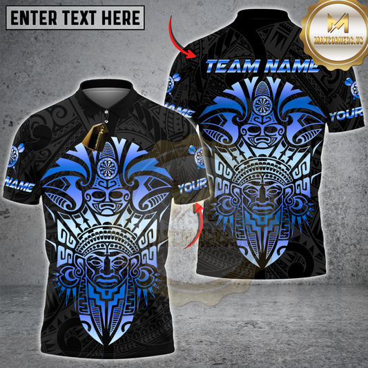 Maxcorners Darts Sport Aztec Mask Armor Multicolor Customized Name, Team Name 3D Shirts