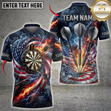 Maxcorners Darts American Flag Metallic Dartboard And Explosive Darts Personalized Name 3D Unisex Shirt