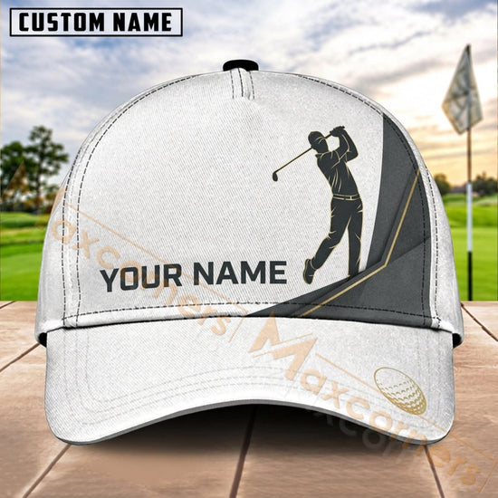 Maxcorners Golf Minimal Golfer Silhouette Personalized Name 3D Cap