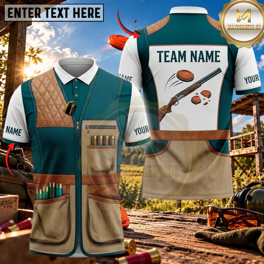 Maxcorners Clay Shooting Classic Shooting Vest Shotgun Clay Target Multicolor Customized Name Team Name 3D Shirts (4 Colors)
