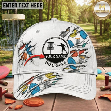 Maxcorners Disc Golf Colorful Flying Discs & Chain Basket Personalized Name 3D Cap LM3009