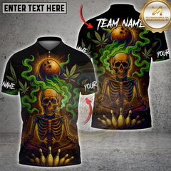 Maxcorners Bowling Neon Skull CNB Multicolor Customized Name, Team Name 3D Shirts