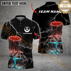 Maxcorners Thunder Strike Disc Golf Polo Shirt Personalized Name, Team Name 3D Shirt (4 Colors)