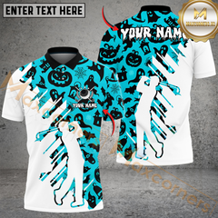 Maxcorners Spooky Swing Golf Polo Shirt, Customized Name & Team Name 3D Shirts (4 Colors)