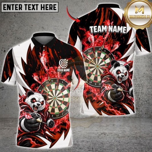 Maxcorners Darts Cute Panda Fighting Mascot Dartboard Lightning Texture Graphic Multicolor Customized Name, Team Name 3D Shirts