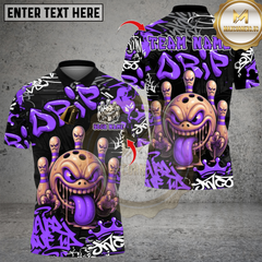 Maxcorners Bowling Angry Mad Bowl Graffiti Multicolor Customized Name, Team Name 3D Shirts