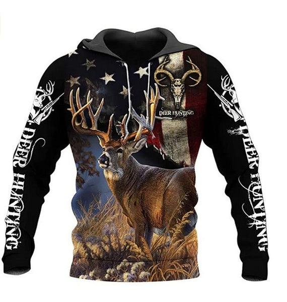 Maxcorners Deer Hunting A6 3D Over Printed Hoodie