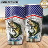 Maxcorners Fishing Tumbler Patriotic Flag Technical Blueprint Design Personalized Name Tumbler (13 Species)
