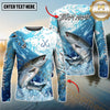 Maxcorners Fishing Blue Water Splash Personalized Name, Team Name 3D Long Sleeve Shirt ( 12 Fish Species)