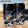 Maxcorners Fishing Tumbler Dark Navy Carbon Fiber Wave Design Personalized Name Tumbler (13 Species)