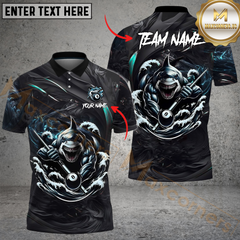 Maxcorners Billiard 8-Ball Pool Angry Shark Multicolor Personalized Name, Team Name 3D Unisex Shirt