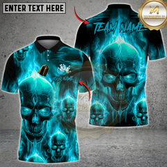 Maxcorners Bowling Flame Skull Team Design Multicolor Customized Name, Team Name 3D Shirts