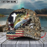 Maxcorners Bass Fishing Cross Camo Customized Name 3D Cap