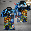 Maxcorners Bowling King Mardi Gras Teddy Bear Multicolor Customized Name, Team Name 3D Shirts