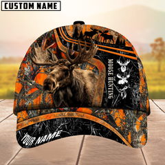Maxcorners Moose Hunting Camo Pattern Multicolor Option Personalized Name 3D Cap