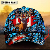 Maxcorners Deer Hunting Canadian Flag Camouflage Pattern Multicolor Personalized Name 3D Cap