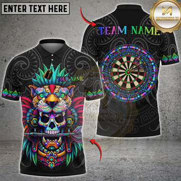 Maxcorners Darts Jaguar Warrior Skull Mayan Tribal Personalized Name 3D Unisex Shirt