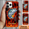Maxcorner Fishing Fire Flame Background Personalized Name 3D Phone Case (10 Fish Species)