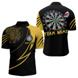 Maxcorners Men's Custom Darts Shirt - Yellow Panther With Dartboard & Arrow | Personalized Name LM2404