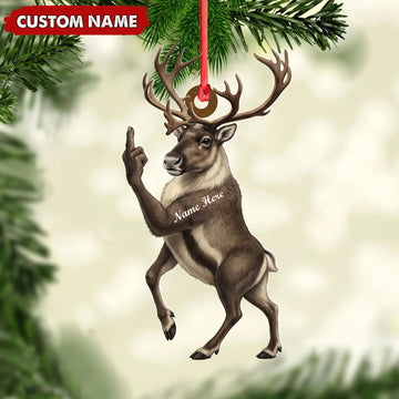 Maxcorners Mule Deer Hunting Middle Finger Gesture Mule Deer Hunter Gift Customized Name 3D Keychain And Ornament