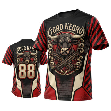 Maxcorners Cornhole Toro Negro Bull Personalized Name 3D Unisex Shirt