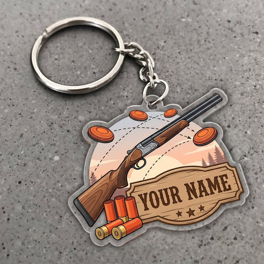 Maxcorners Clay Shooting Shotgun Shells And Flying Clay Targets Customized Name 3D Keychain And Ornament
