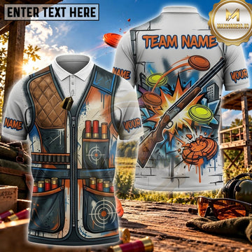 Maxcorners Clay Shooting Graffiti Clay Target Hunting Vest Personalized Name 3D Unisex Shirt