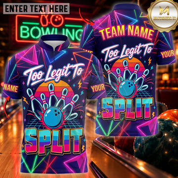 Maxcorners Bowling Too Legit To Split Colorful Bowling Pins Personalized Name 3D Unisex Shirt