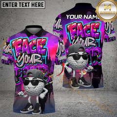 Maxcorners Face Your Fear Street Golf Polo Shirt, Customized Name & Team Name 3D Shirts (4 Colors)