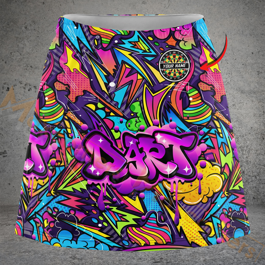 Maxcorners Darts Colorful Graffiti Pop Art Personalized 3D Skirts With Shorts