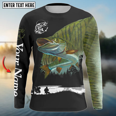 Maxcorners Musky Fishing Scale Customize Name 3D Shirt