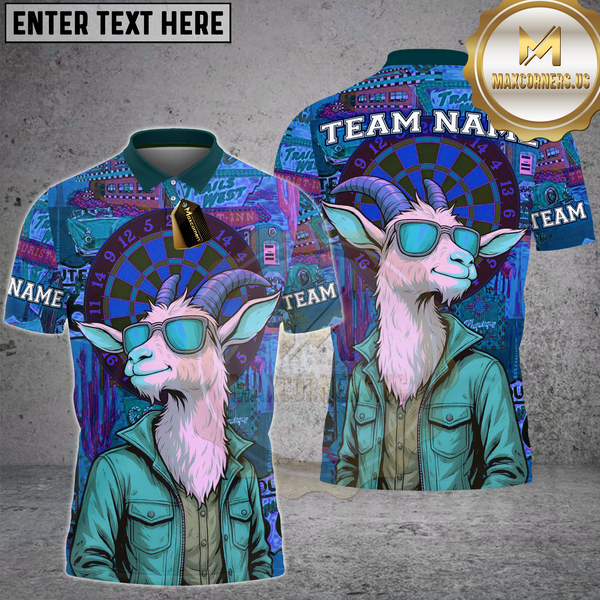 Maxcorners Dart Shirt Western Goat Retro Sunglasses Style Design Multioptions Personalized Name, Team Name Unisex 3D Shirt (4 Colors)