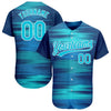Maxcorners Custom Royal Lakes Blue-White 3D Pattern Design Authentic Baseball Jersey LM2605
