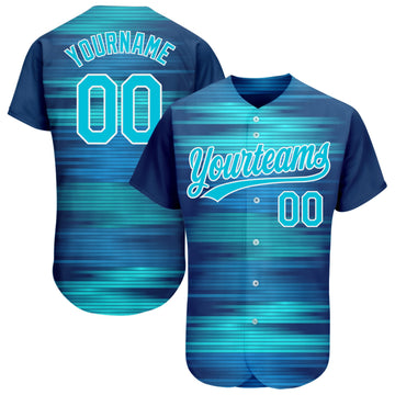 Maxcorners Custom Royal Lakes Blue-White 3D Pattern Design Authentic Baseball Jersey LM2605